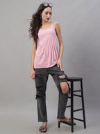 Jainish Women's WoChikankari Sequen Work Empire Top - Pink | Grocsy