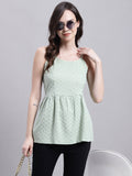 Jainish Women's WoPista Green Chikankari Sequen Work Empire Top | Grocsy