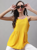 Jainish Women's WoChikankari Sequen Work Empire Top - Yellow | Grocsy