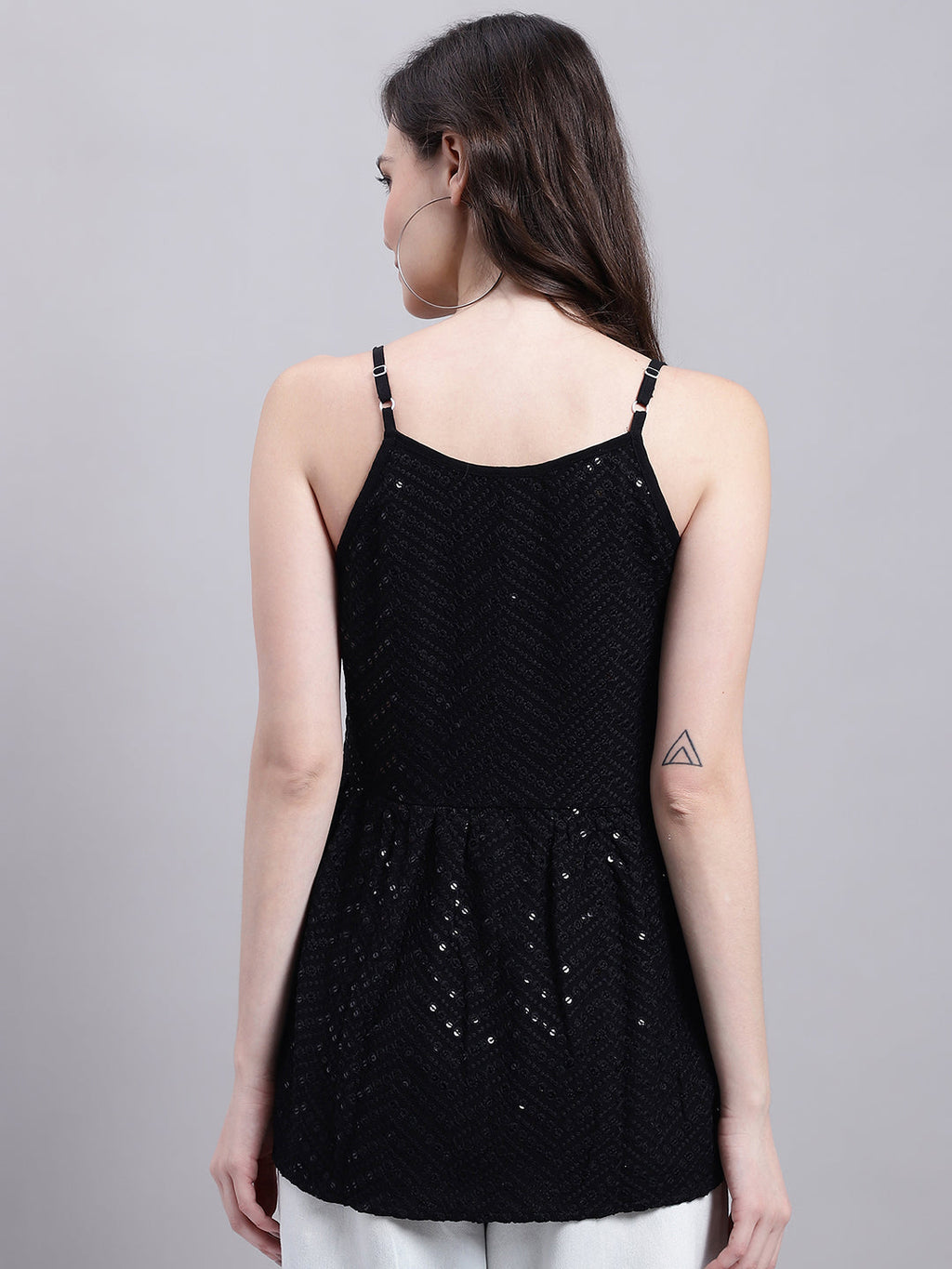 Jainish Women's WoBlack Chikankari Sequen Work Empire Top | Grocsy