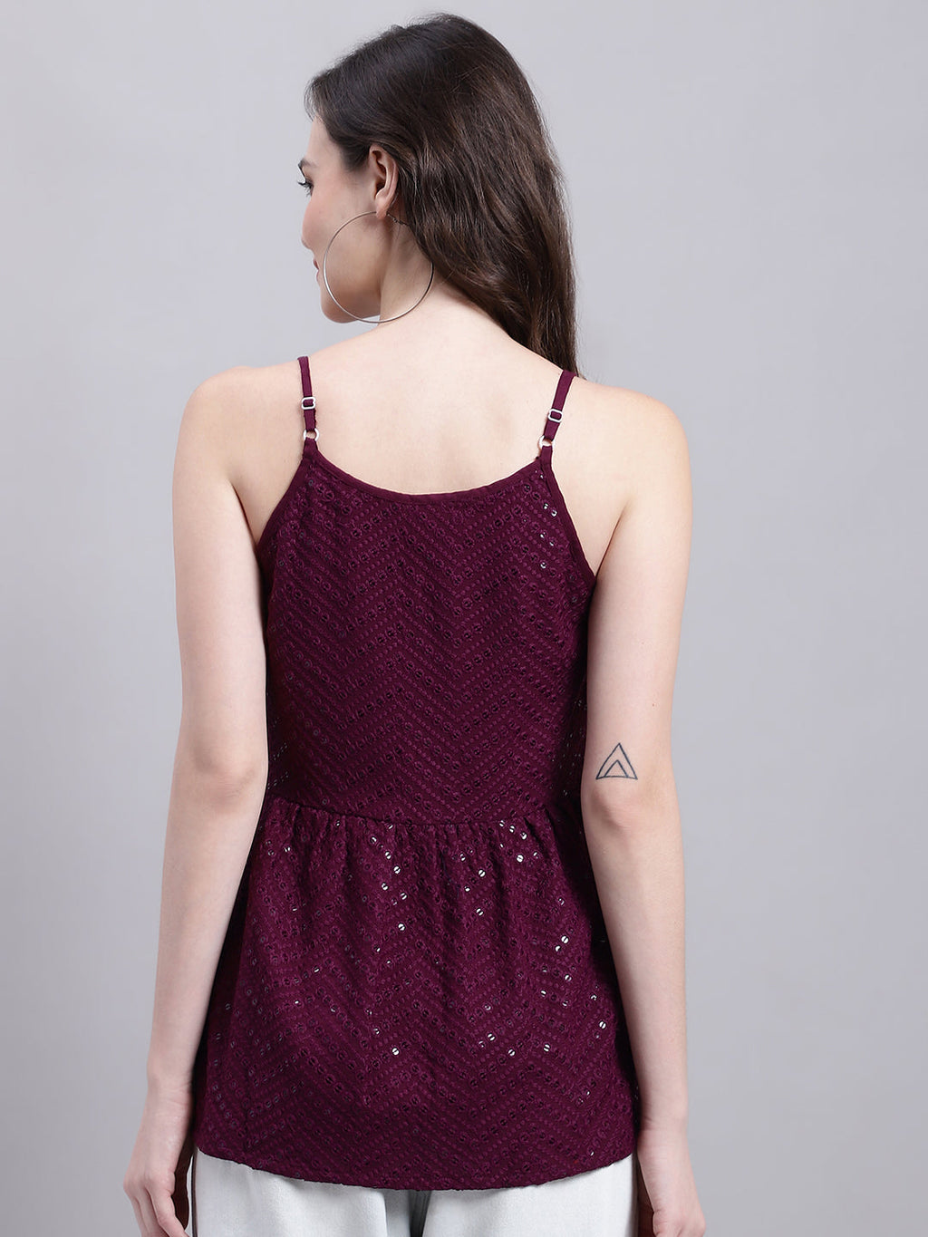 Jainish Women's WoPurple Chikankari Sequen Work Empire Top | Grocsy