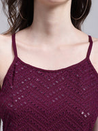 Jainish Women's WoPurple Chikankari Sequen Work Empire Top | Grocsy