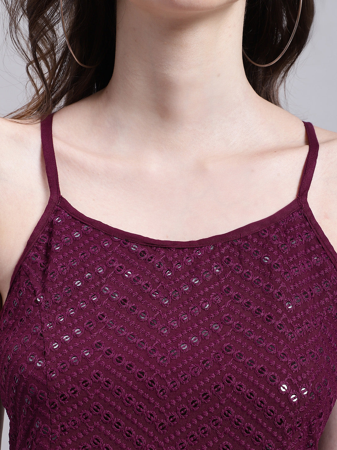 Jainish Women's WoPurple Chikankari Sequen Work Empire Top | Grocsy