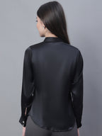 Jainish Women's Black Solid Shirt Style Top | Grocsy