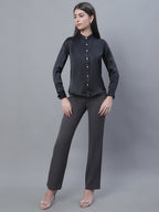 Jainish Women's Black Solid Shirt Style Top | Grocsy