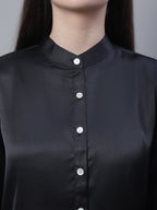 Jainish Women's Black Solid Shirt Style Top | Grocsy
