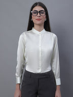 Jainish Women's White Solid Shirt Style Top | Grocsy