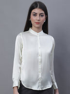 Jainish Women's White Solid Shirt Style Top | Grocsy