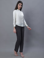 Jainish Women's White Solid Shirt Style Top | Grocsy