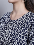 Jainish Women's WoChikankari & Sequins Work Empire Top - Navy Blue | Grocsy