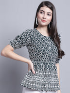 Jainish Women's WoChikankari & Sequins Work Empire Top - Olive | Grocsy