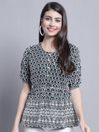 Jainish Women's WoChikankari & Sequins Work Empire Top - Olive | Grocsy