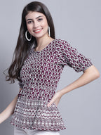 Jainish Women's WoChikankari & Sequins Work Empire Top - Purple | Grocsy