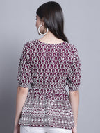 Jainish Women's WoChikankari & Sequins Work Empire Top - Purple | Grocsy