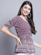 Jainish Women's WoChikankari & Sequins Work Empire Top - Purple | Grocsy