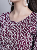 Jainish Women's WoChikankari & Sequins Work Empire Top - Purple | Grocsy