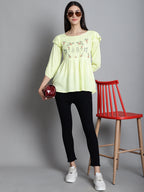 Jainish Women's Embroidered Stylish Top - Lemon | Grocsy