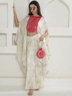 Joban Fashion White & Pink Kaftaan With Skirt | Grocsy
