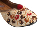 Tiny Bugs Girls Ethnic Floral Embroidered Juttis - Beige | Grocsy