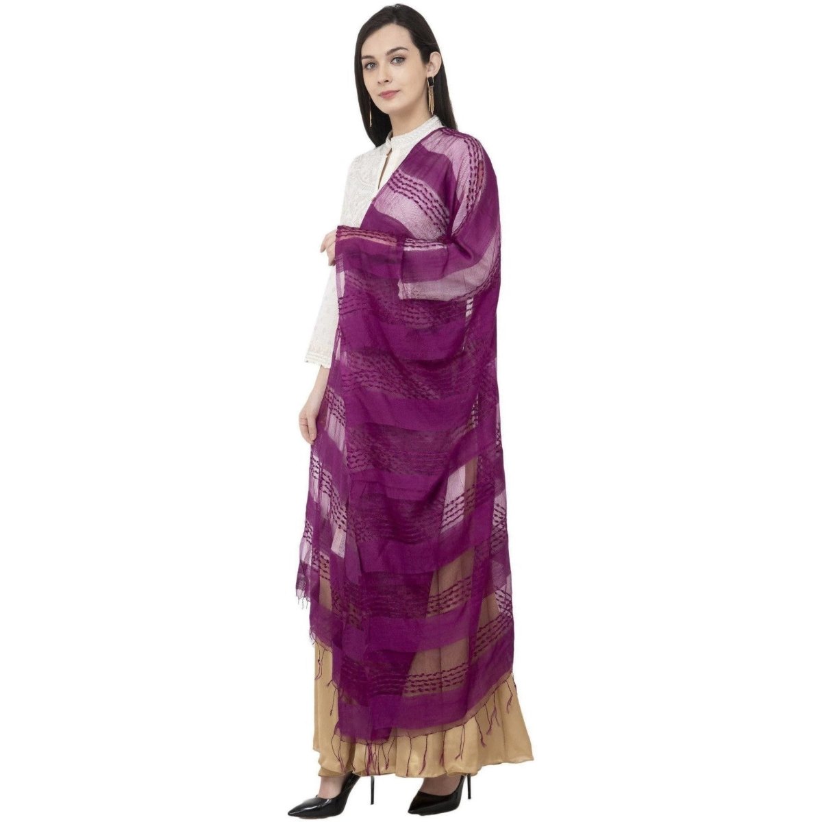 A R Silk Payal Plan Regular Dupatta Purple Color Dupatta or Chunni | Grocsy