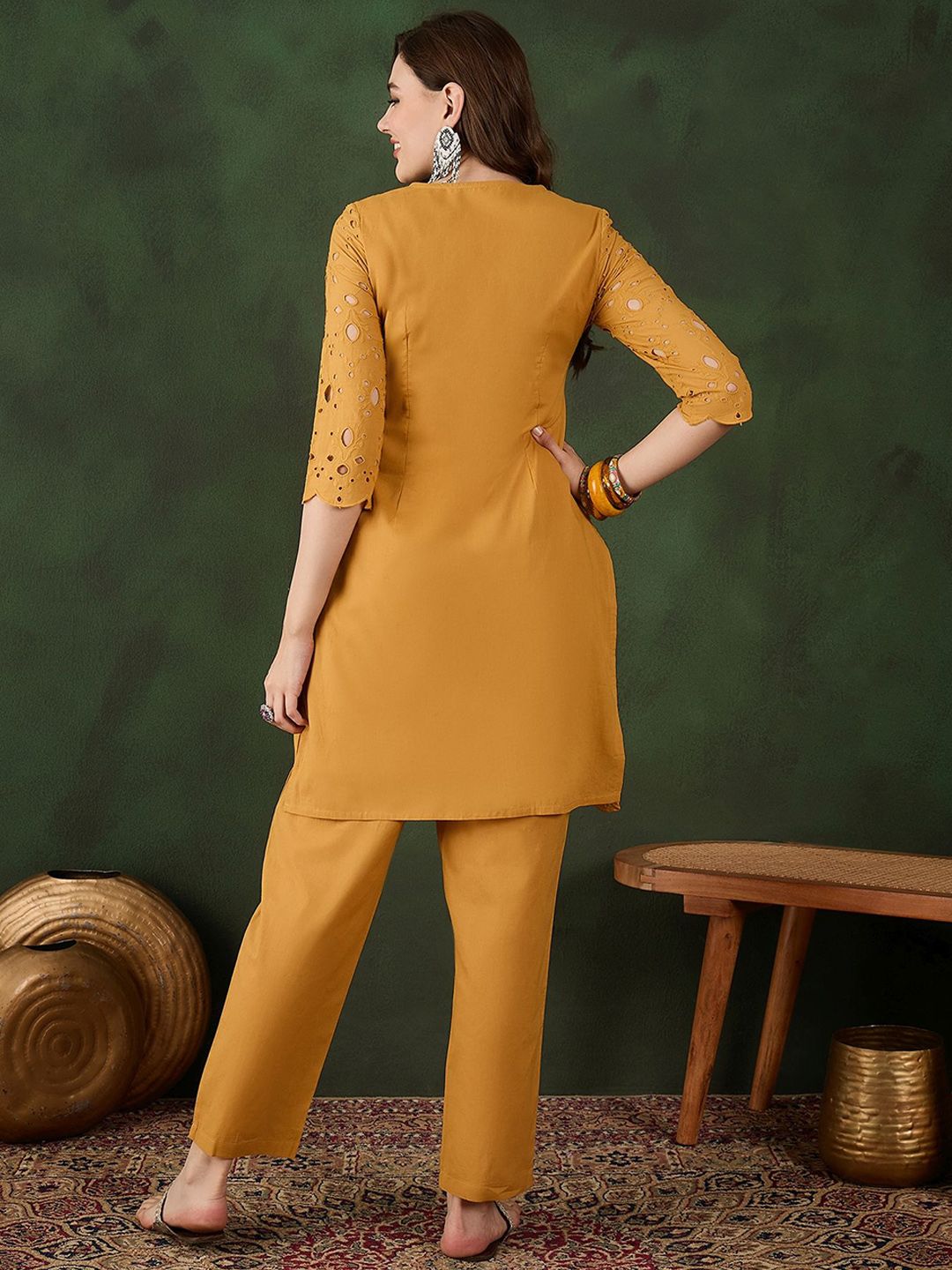 Sangria Embroidered Pure Cotton Kurta & Trousers | Grocsy