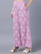 Myshka Stylish Pink 3/4 Sleeve Women's Kurta Palazzo Set | Grocsy