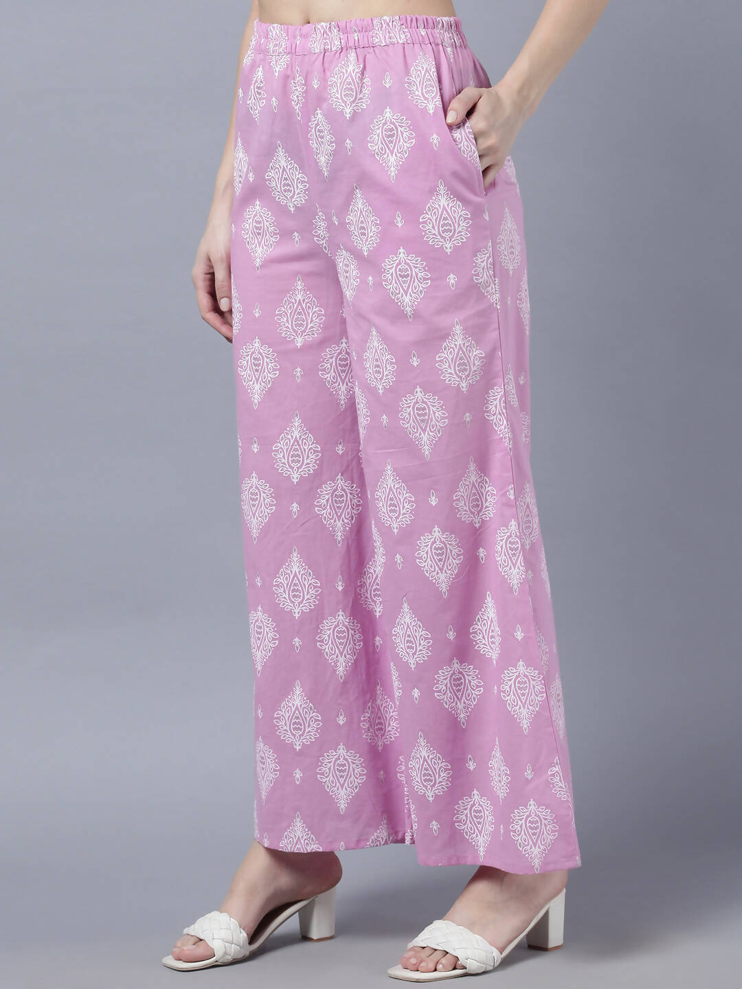 Myshka Stylish Pink 3/4 Sleeve Women's Kurta Palazzo Set | Grocsy