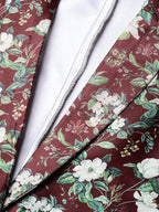 Jompers Women Maroon & Green Satin Floral Print Single-Breasted Casual Blazer | Grocsy