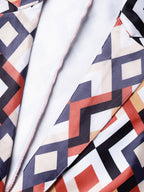 Jompers Women Multi-Coloured Satin Finish Printed Single-Breasted Blazer | Grocsy