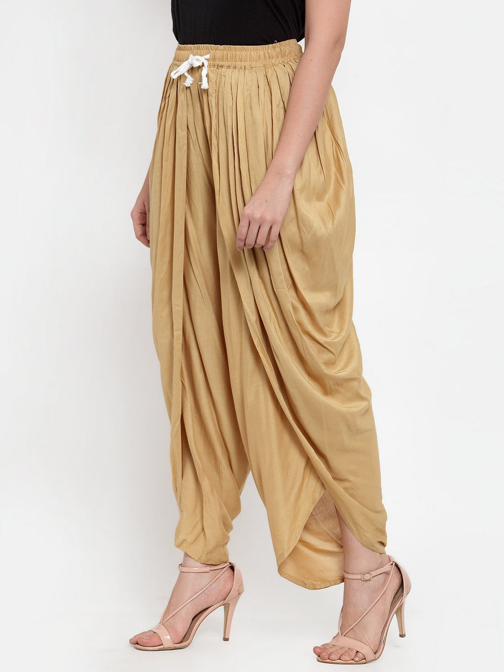 Jompers Women Beige Solid Dhoti | Grocsy