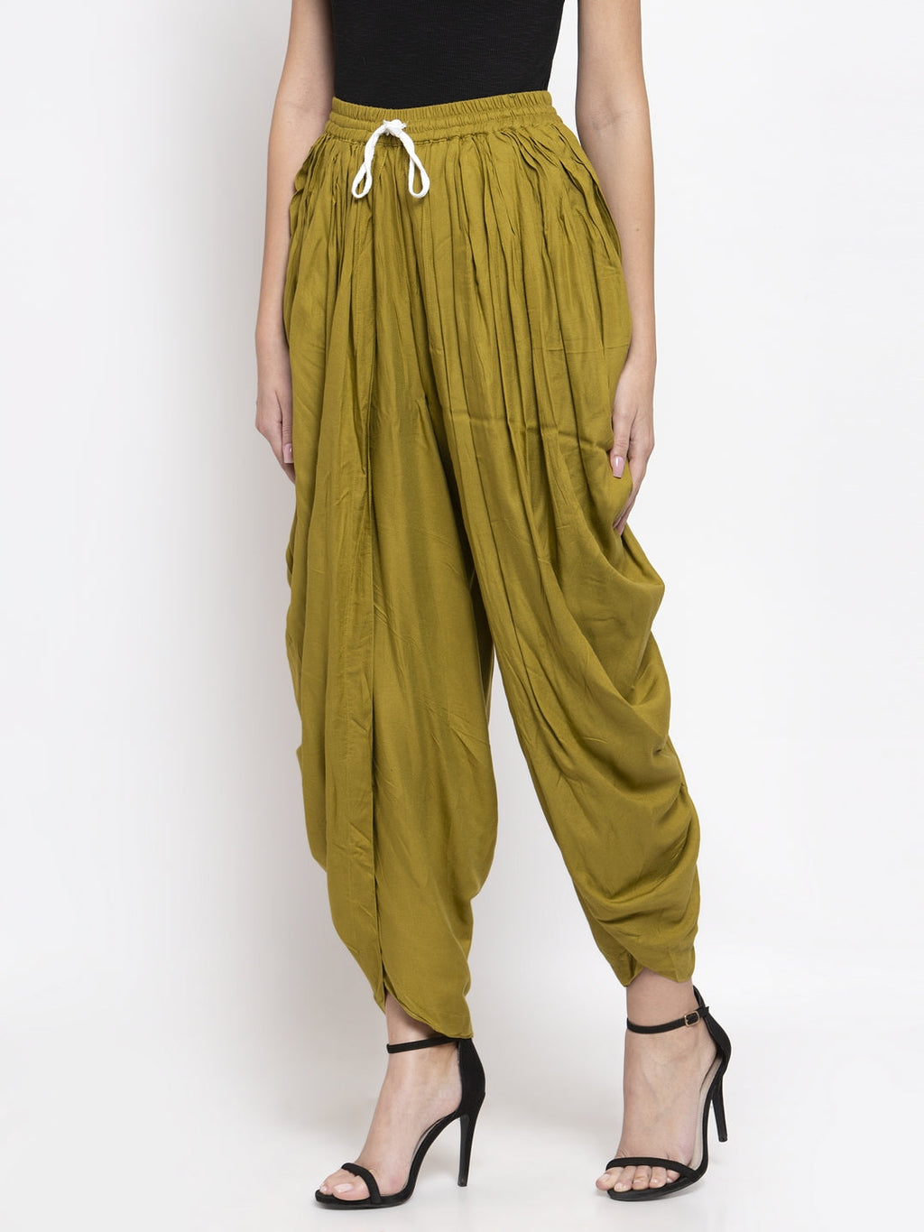 Jompers Women Green Solid Dhoti | Grocsy