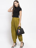 Jompers Women Green Solid Dhoti | Grocsy