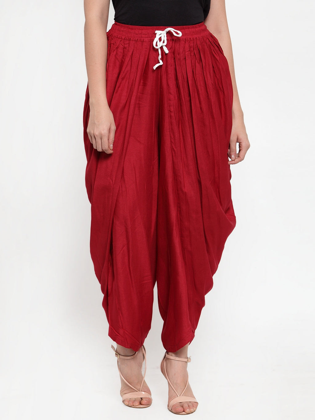 Jompers Women Maroon Solid Dhoti | Grocsy