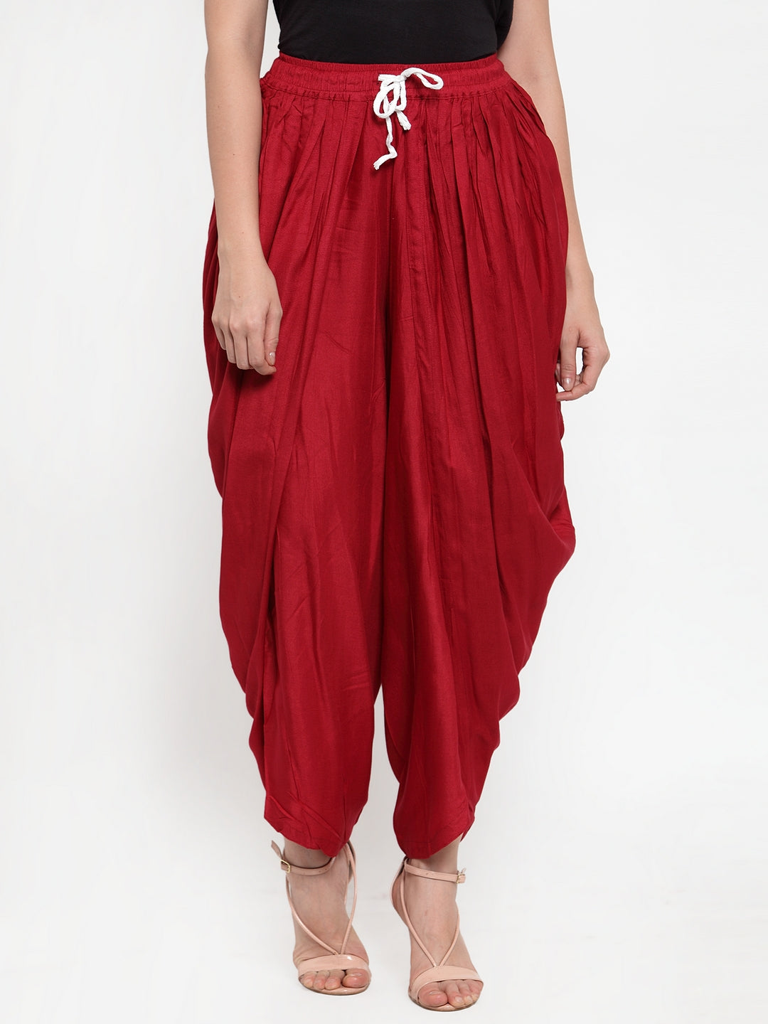 Jompers Women Maroon Solid Dhoti | Grocsy