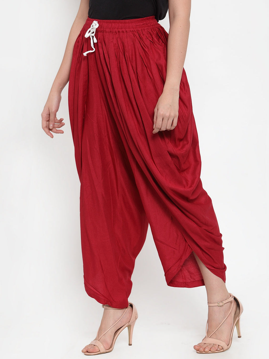 Jompers Women Maroon Solid Dhoti | Grocsy