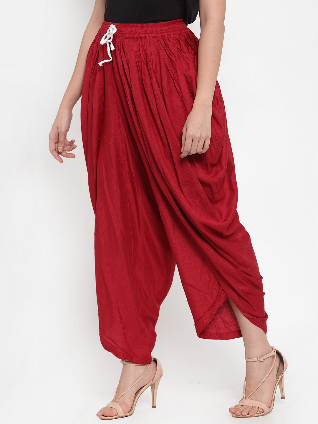Jompers Women Maroon Solid Dhoti | Grocsy