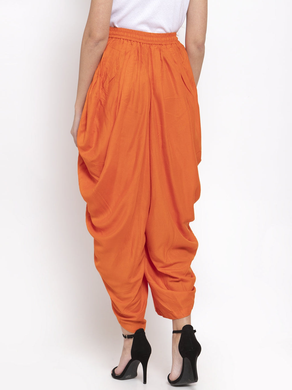 Jompers Women Orange Solid Dhoti | Grocsy