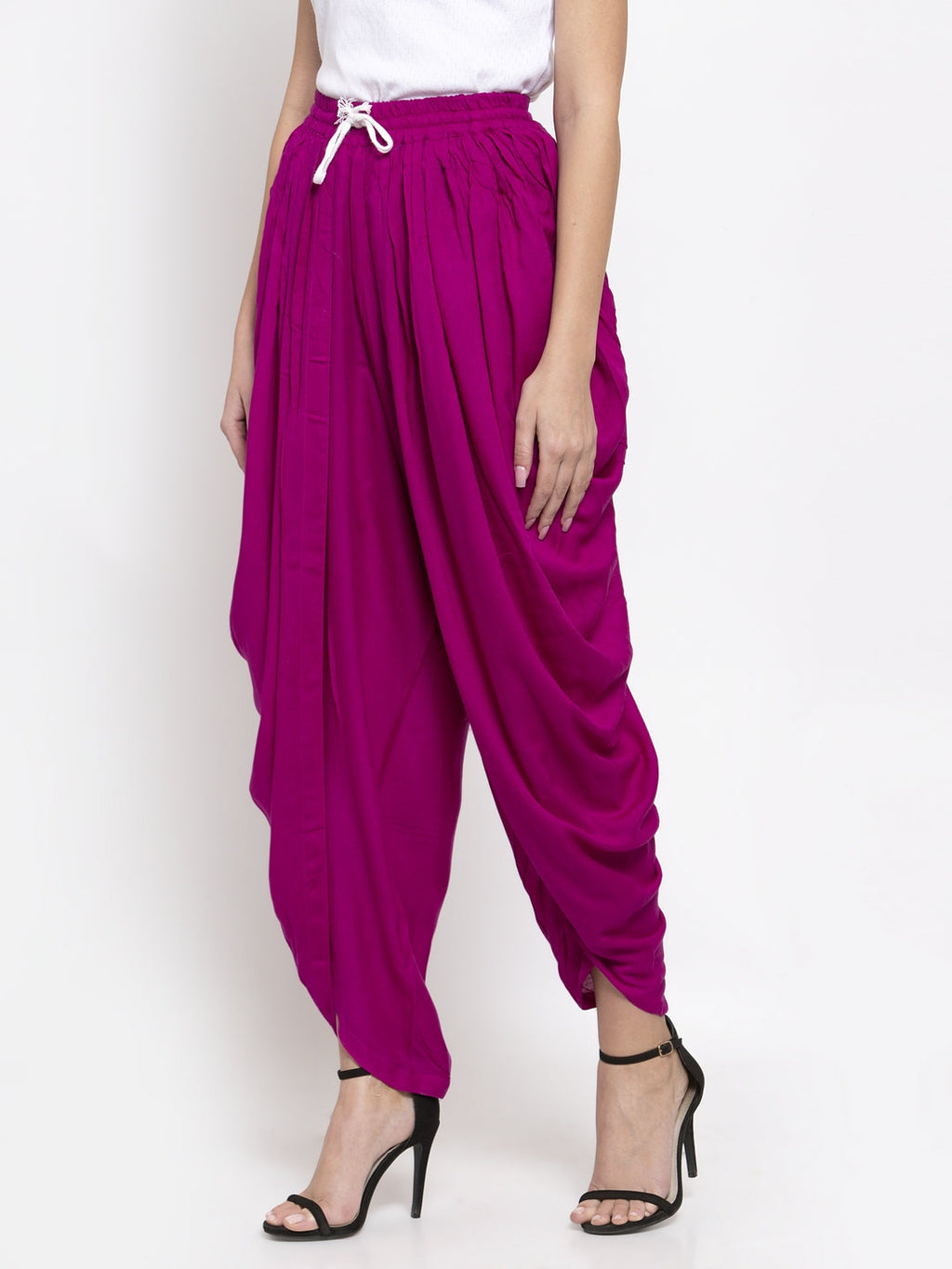 Jompers Women Purple Solid Dhoti | Grocsy
