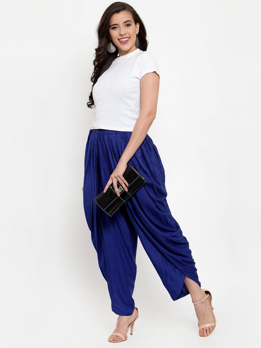 Jompers Women Royal-Blue Solid Dhoti | Grocsy