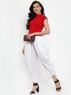 Jompers Women White Solid Dhoti | Grocsy