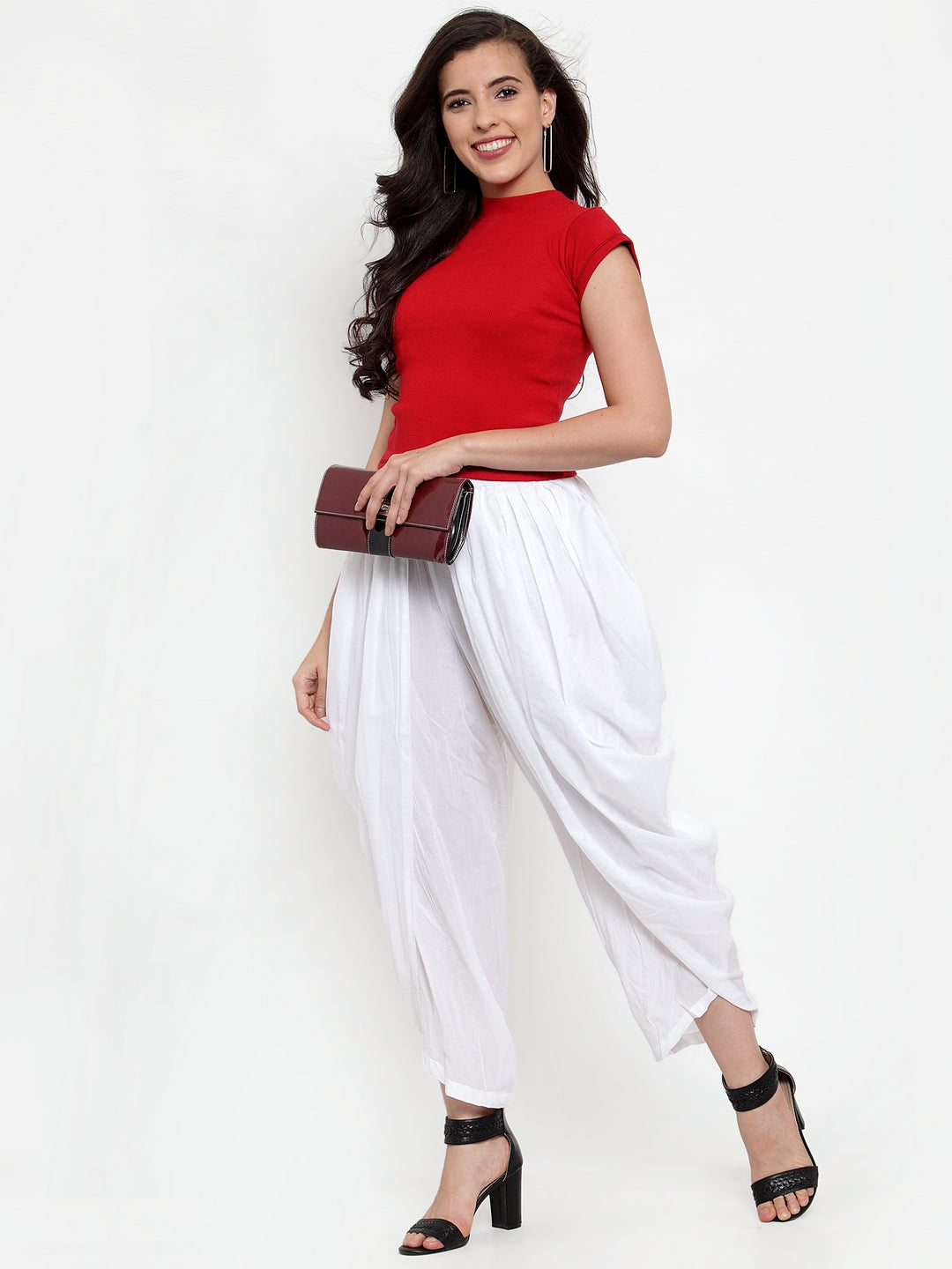 Jompers Women White Solid Dhoti | Grocsy