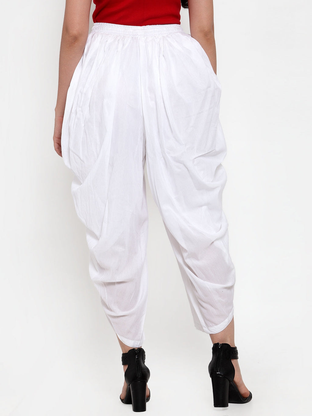 Jompers Women White Solid Dhoti | Grocsy