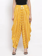 Jompers Women Mustard Stripped Dhoti | Grocsy