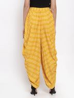 Jompers Women Mustard Stripped Dhoti | Grocsy