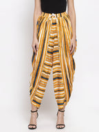 Jompers Women Yellow and Blue Stripped Dhoti | Grocsy