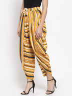 Jompers Women Yellow and Blue Stripped Dhoti | Grocsy