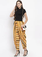 Jompers Women Yellow and Blue Stripped Dhoti | Grocsy