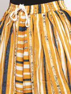 Jompers Women Yellow and Blue Stripped Dhoti | Grocsy