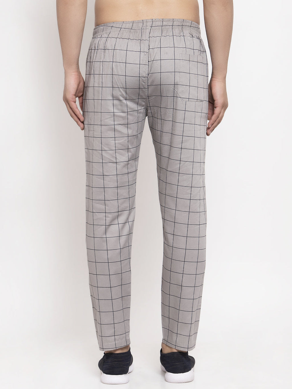 Jainish Men's Grey Checked Cotton Track Pants ( JOG 012Grey ) | Grocsy