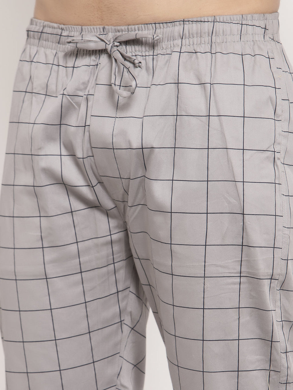 Jainish Men's Grey Checked Cotton Track Pants ( JOG 012Grey ) | Grocsy